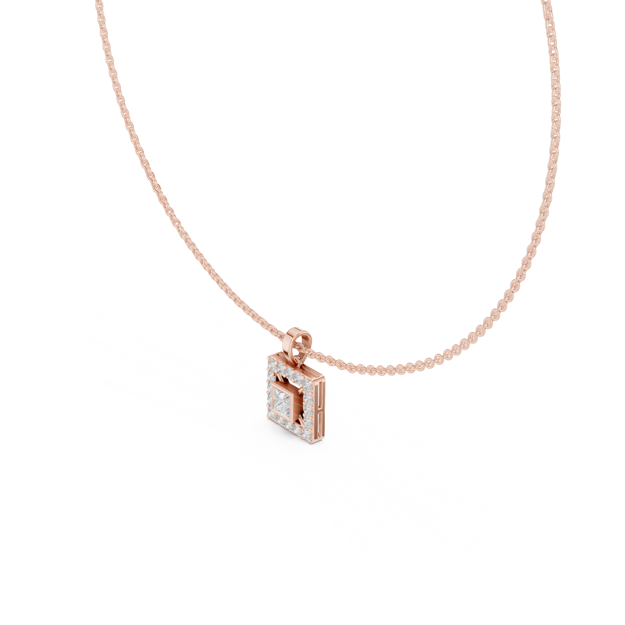 Square Lab Grown Diamond Halo Pendant