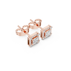 Double Halo Princess Diamond Stud Earrings