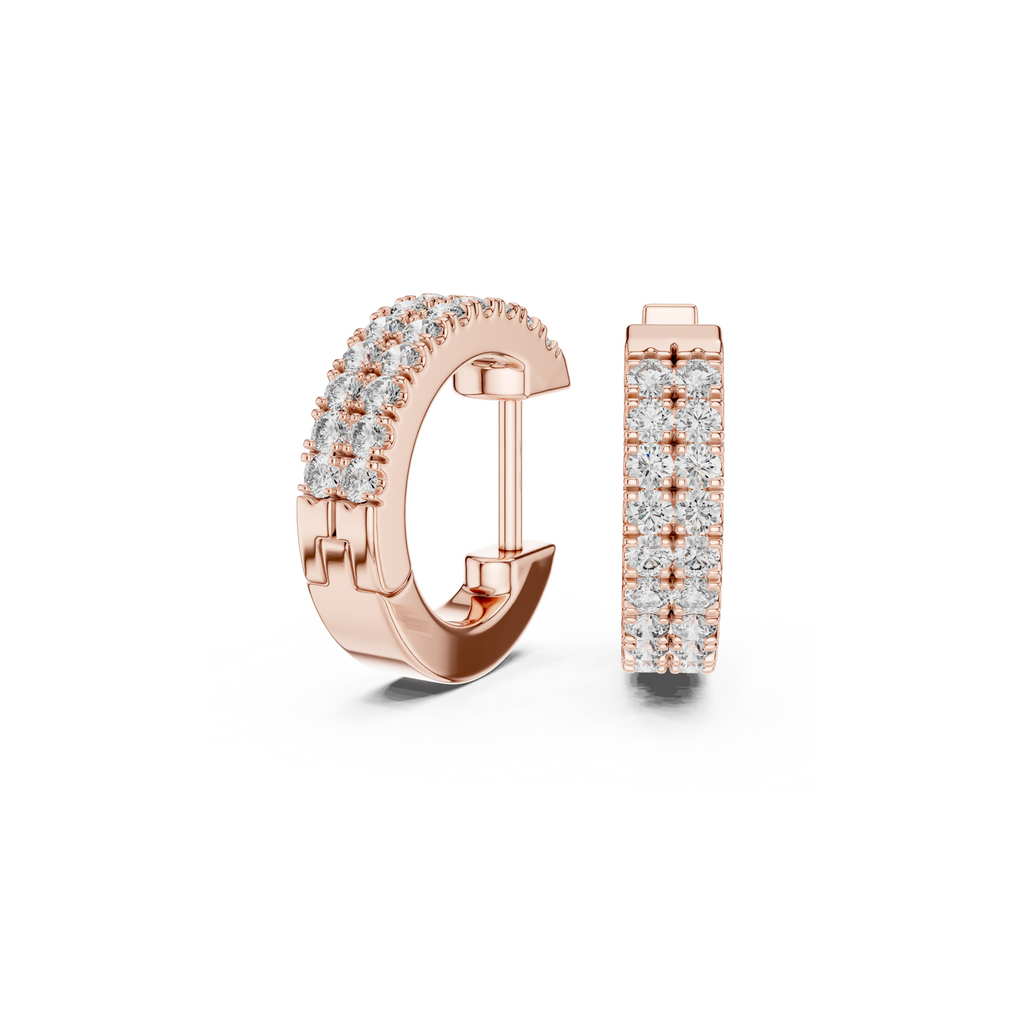 Double Row Diamond Hoop Earrings