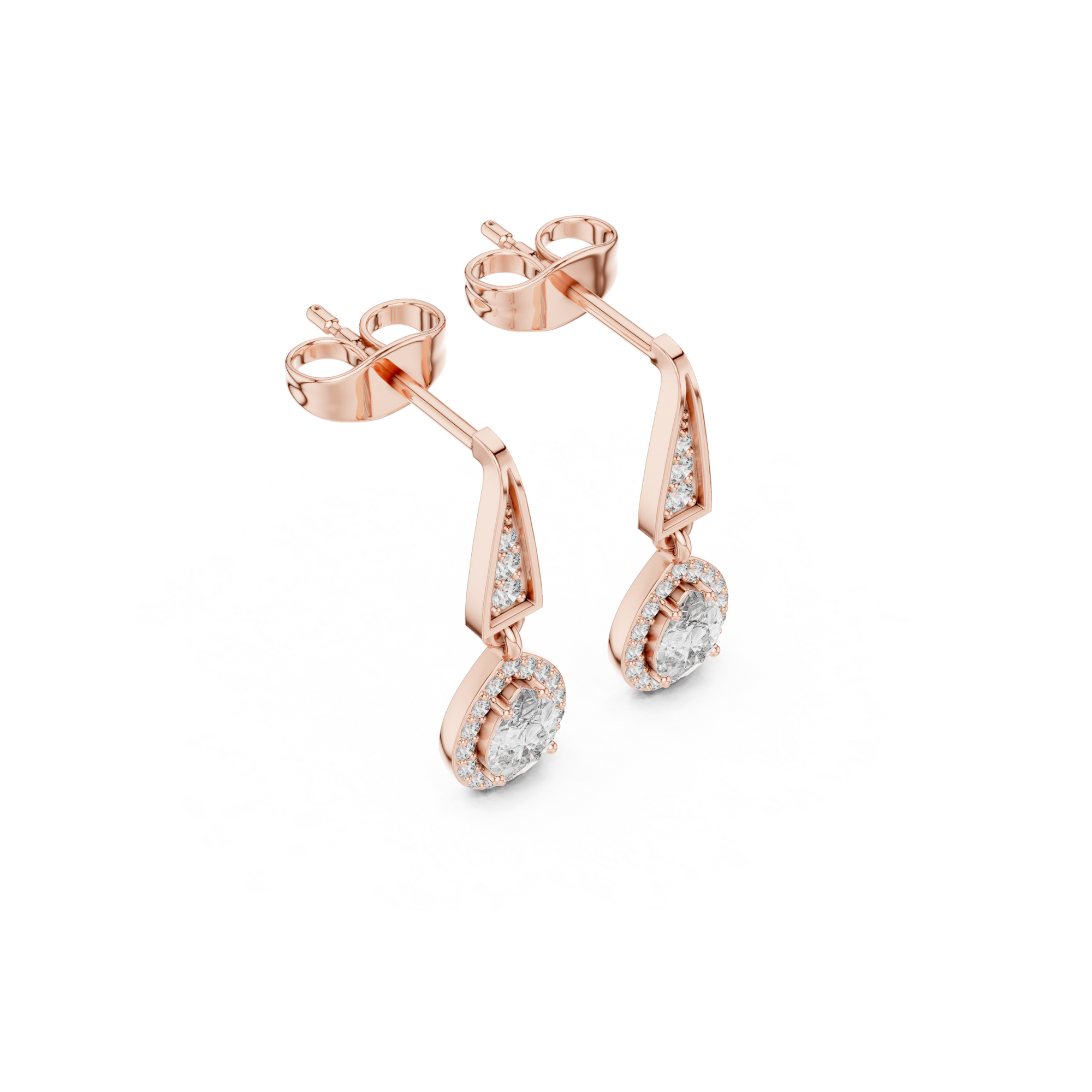 Pear-Shaped Diamond Halo Drop Earring