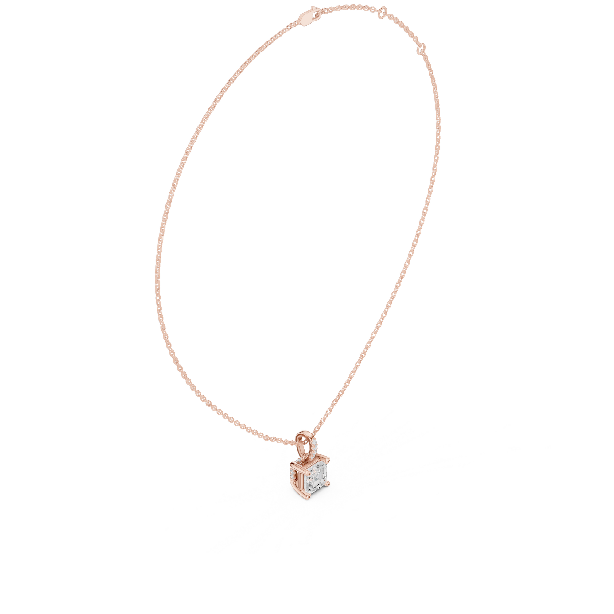 Asscher Cut Solitaire Diamond Pendant