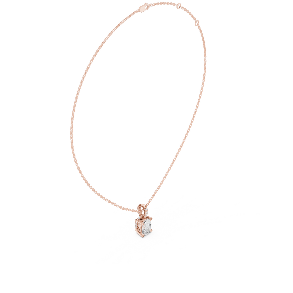Oval Cut Solitaire Diamond Pendant