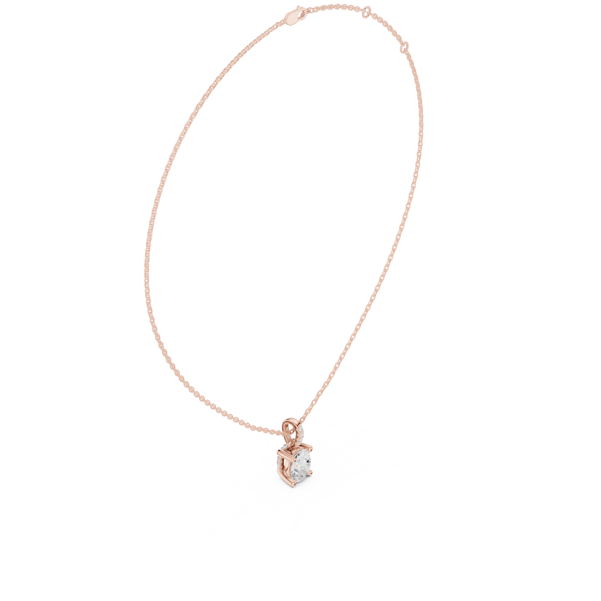 Oval Cut Solitaire Diamond Pendant