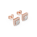 Princess-Cut Diamond Halo Stud Earrings
