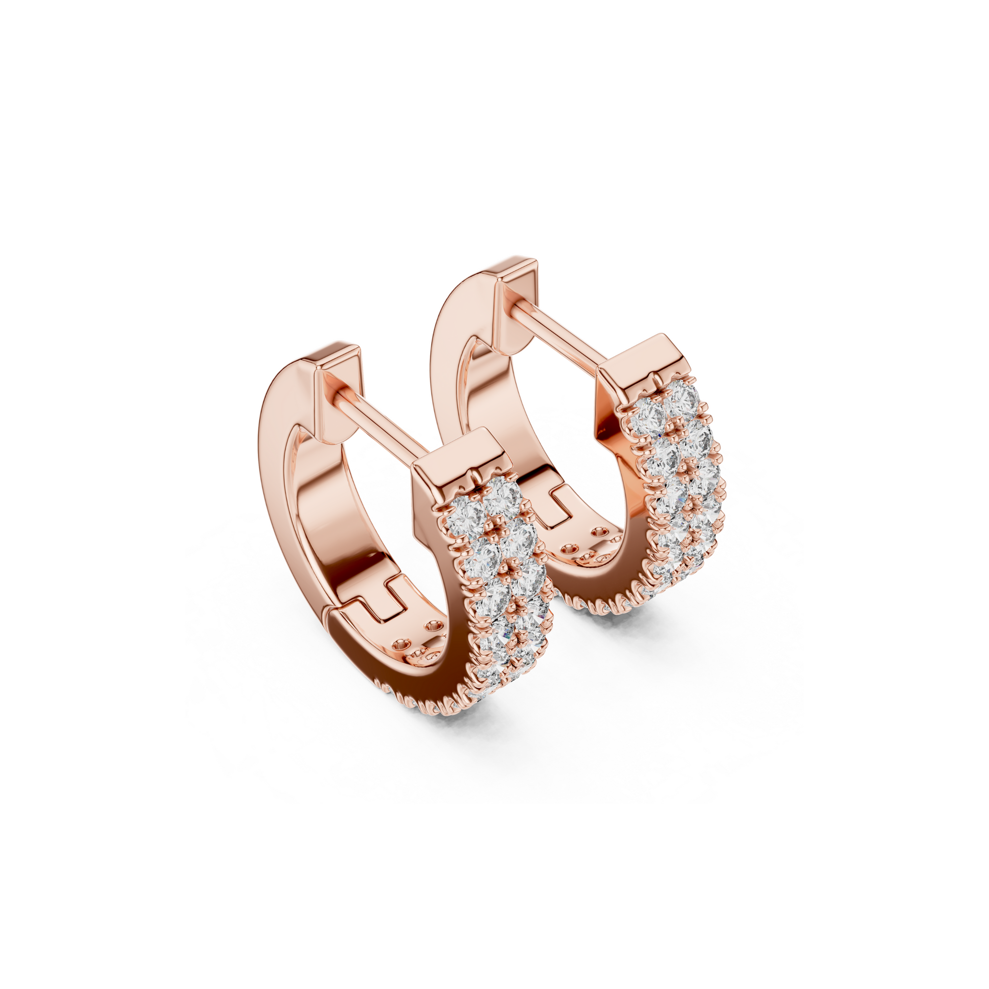 Double Row Diamond Hoop Earrings