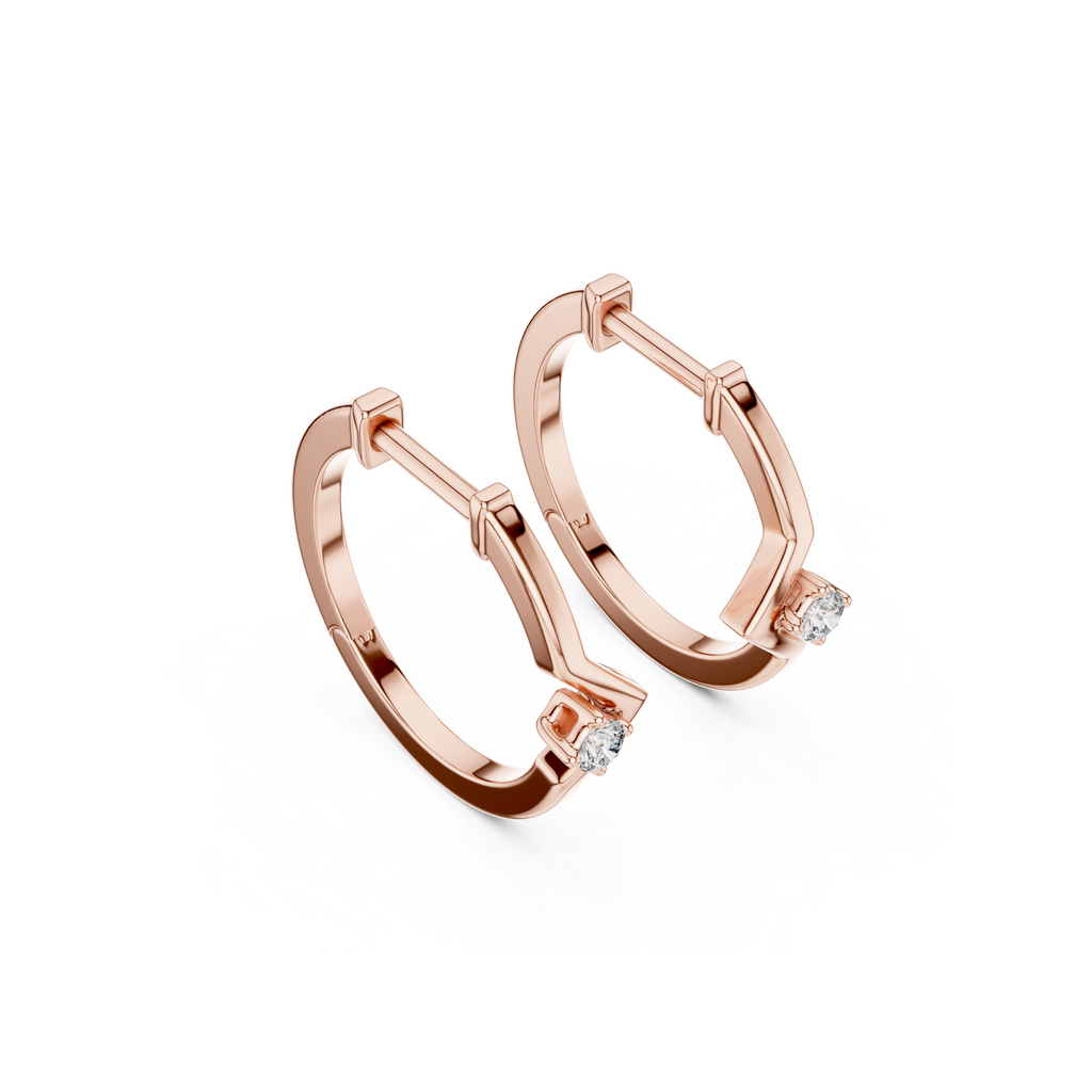 Chevron Lab Grown Diamond Hoop Earrings