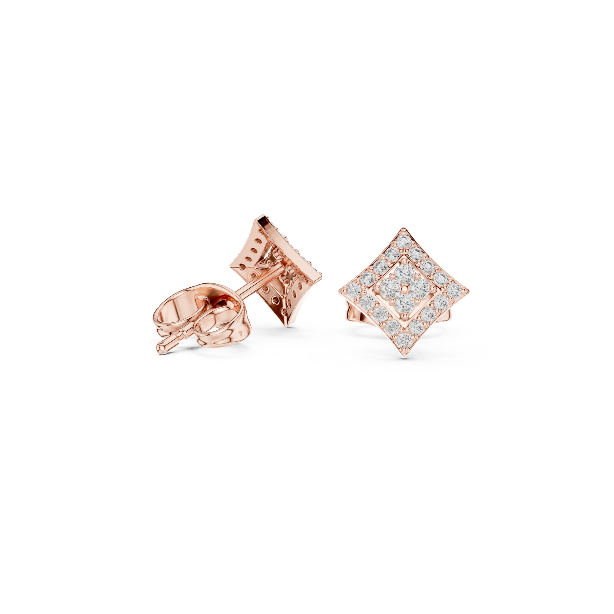 Kite-Shaped Diamond Stud Earring