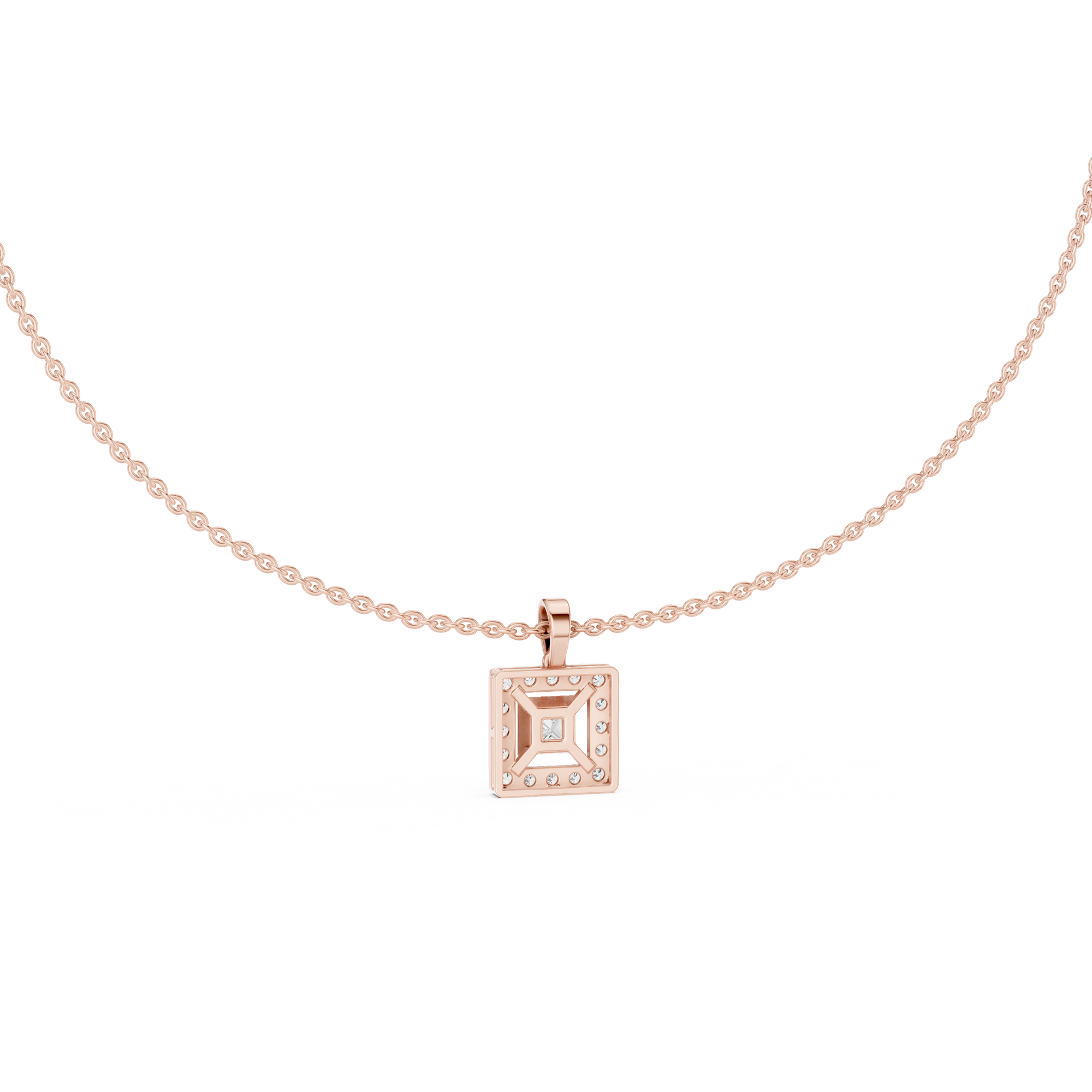 Square Lab Grown Diamond Halo Pendant