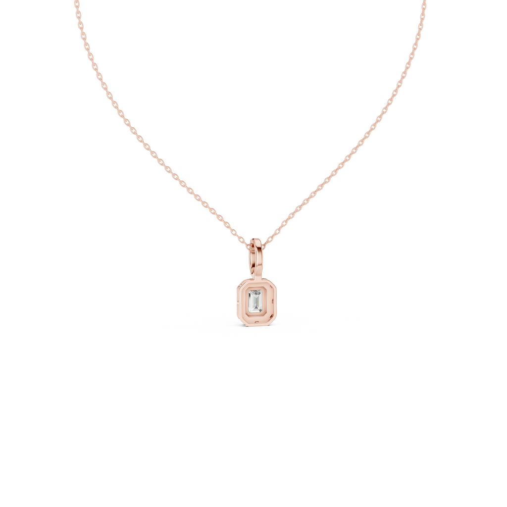 Emerald Cut Diamond Halo Pendant