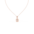 Emerald Cut Diamond Halo Pendant