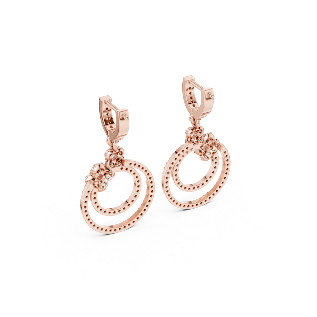 Floral Hoop Lab Grown Diamond Drop Earring