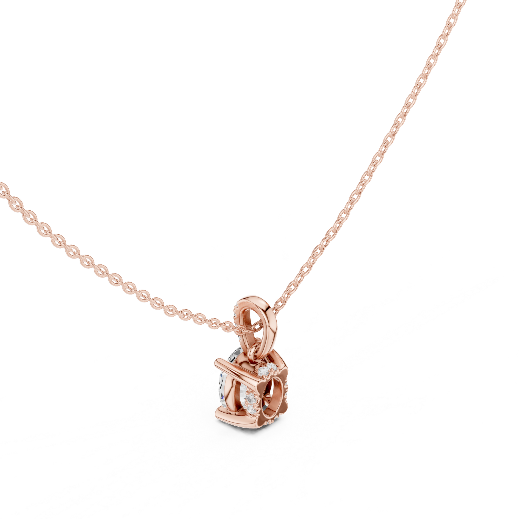 Oval Cut Solitaire Diamond Pendant