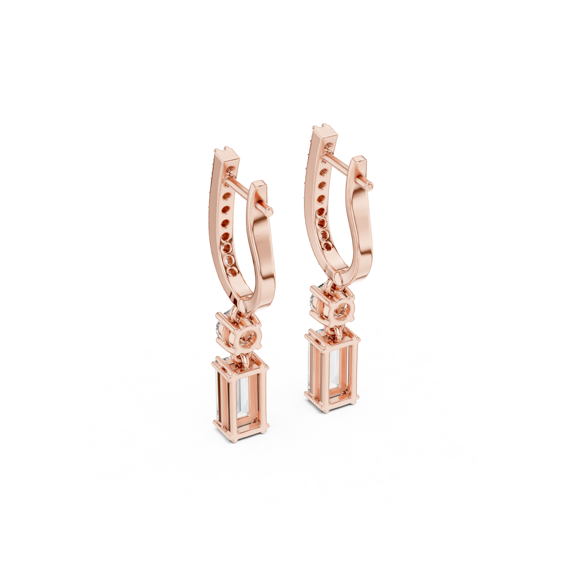 Baguette Cut Diamond Drop Earring