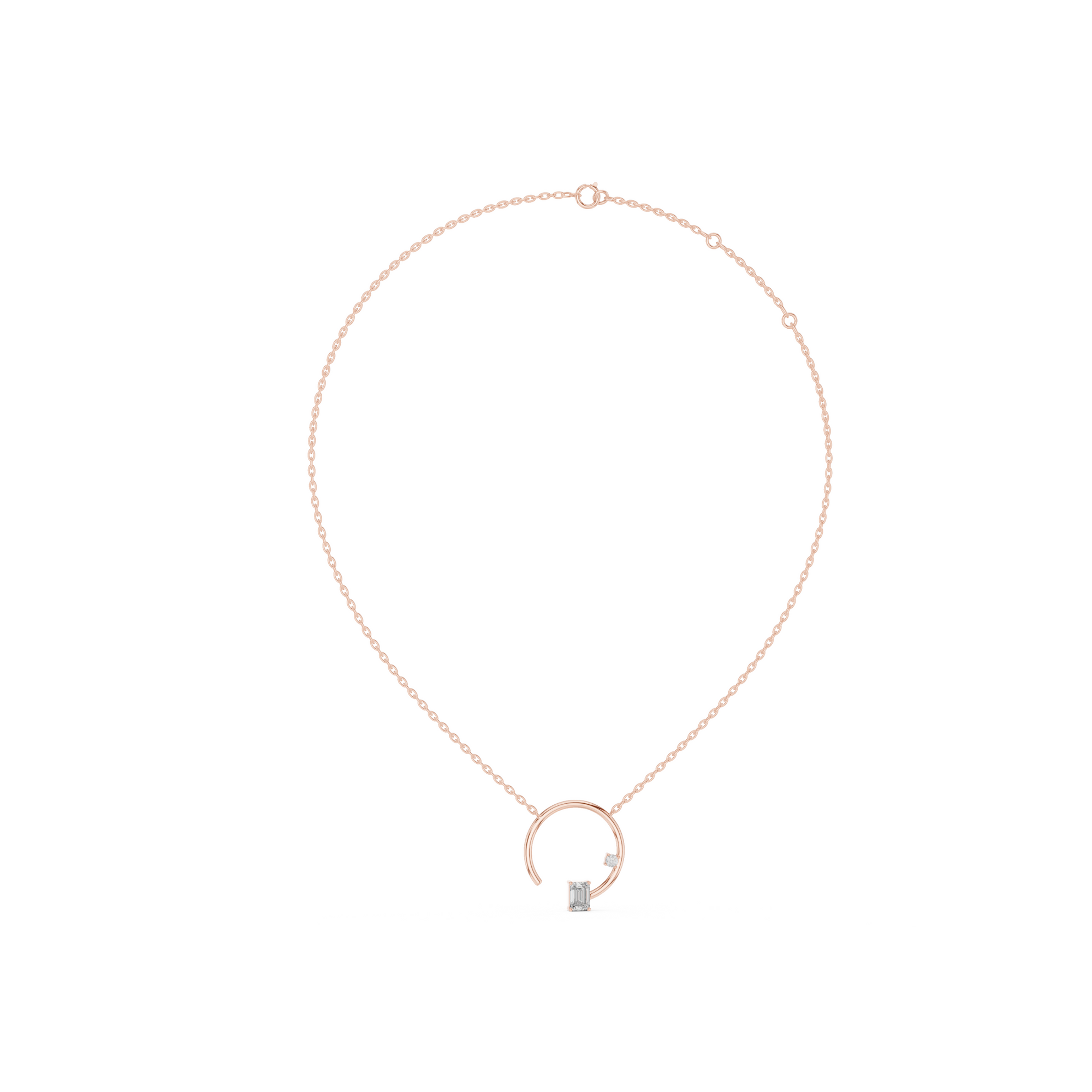 Emerald Open Circle Lab Grown Diamond Pendant