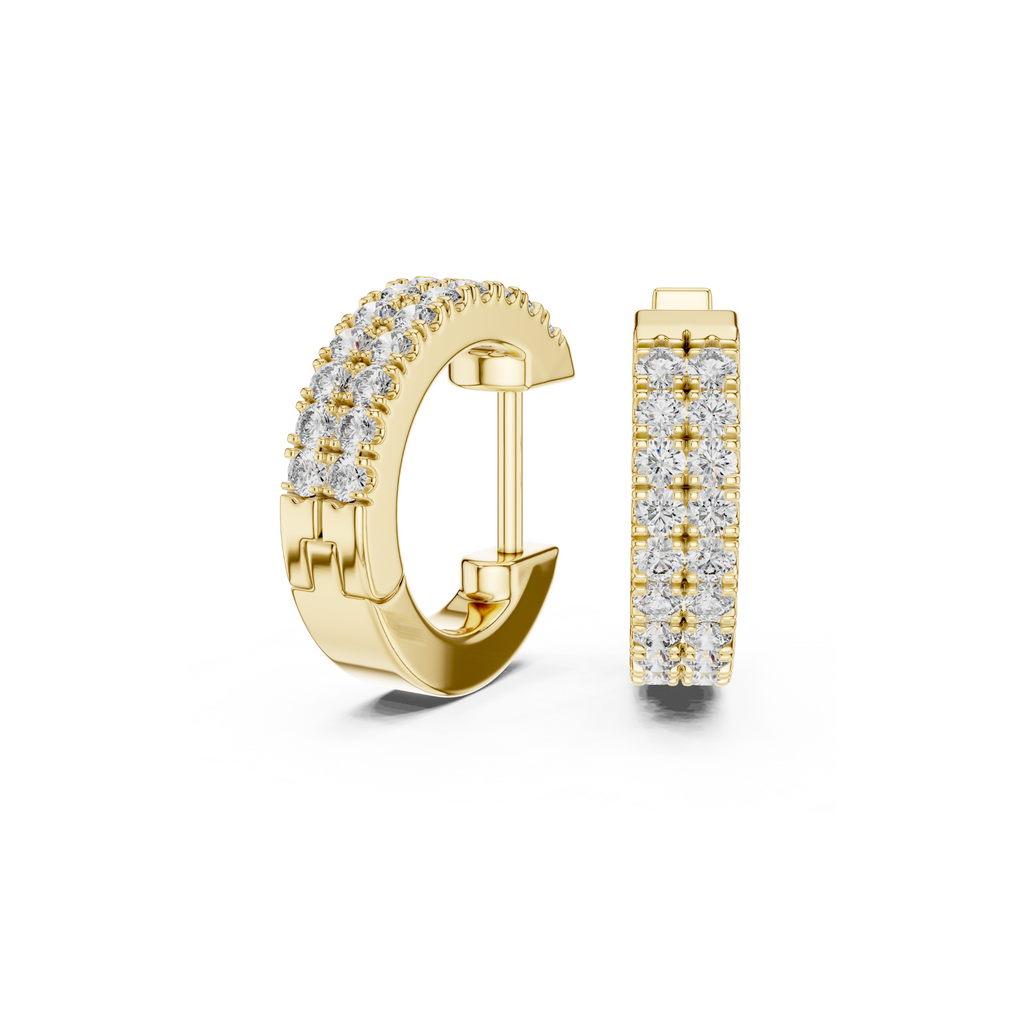 Double Row Diamond Hoop Earrings