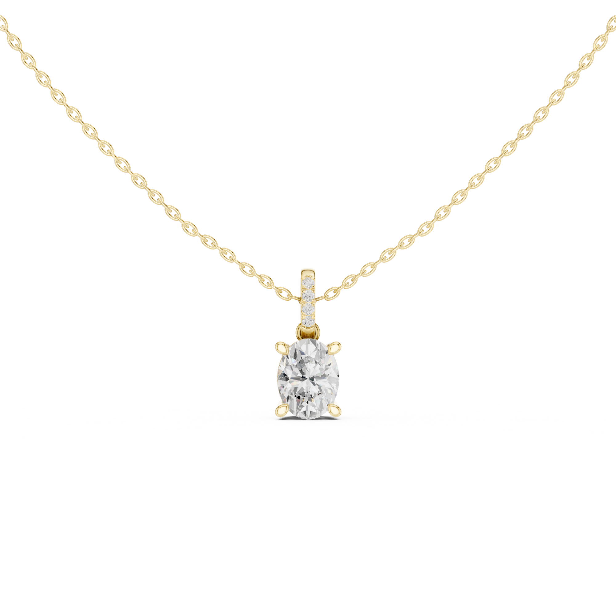 Oval Cut Solitaire Diamond Pendant