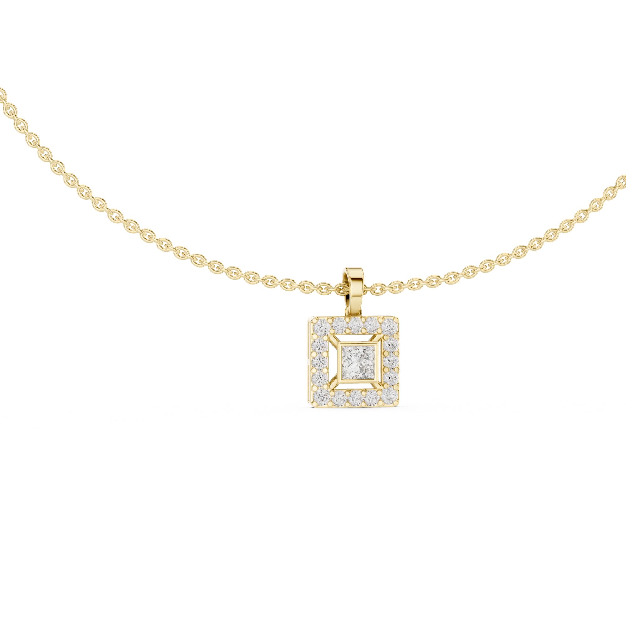 Square Lab Grown Diamond Halo Pendant