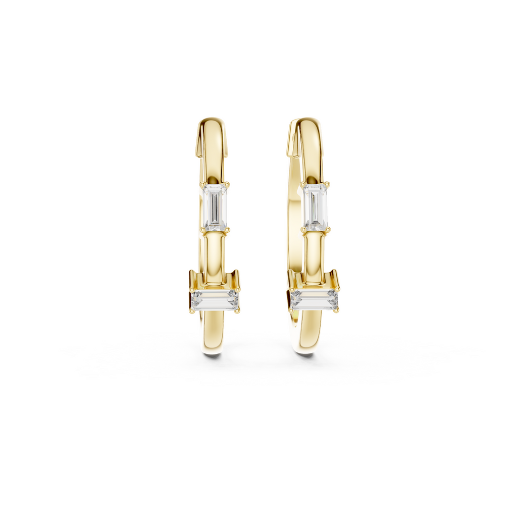 Baguette Lab Grown Diamond Hoop Earrings
