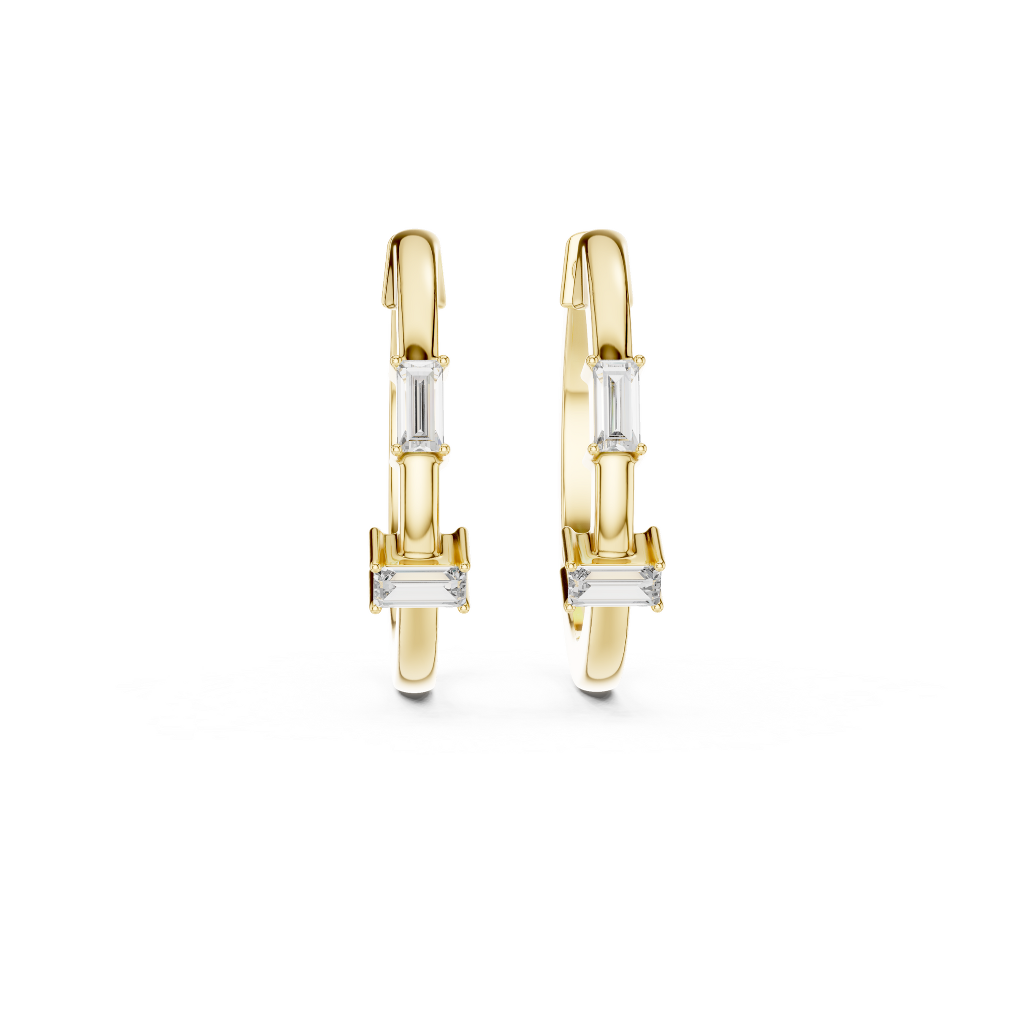 Baguette Lab Grown Diamond Hoop Earrings