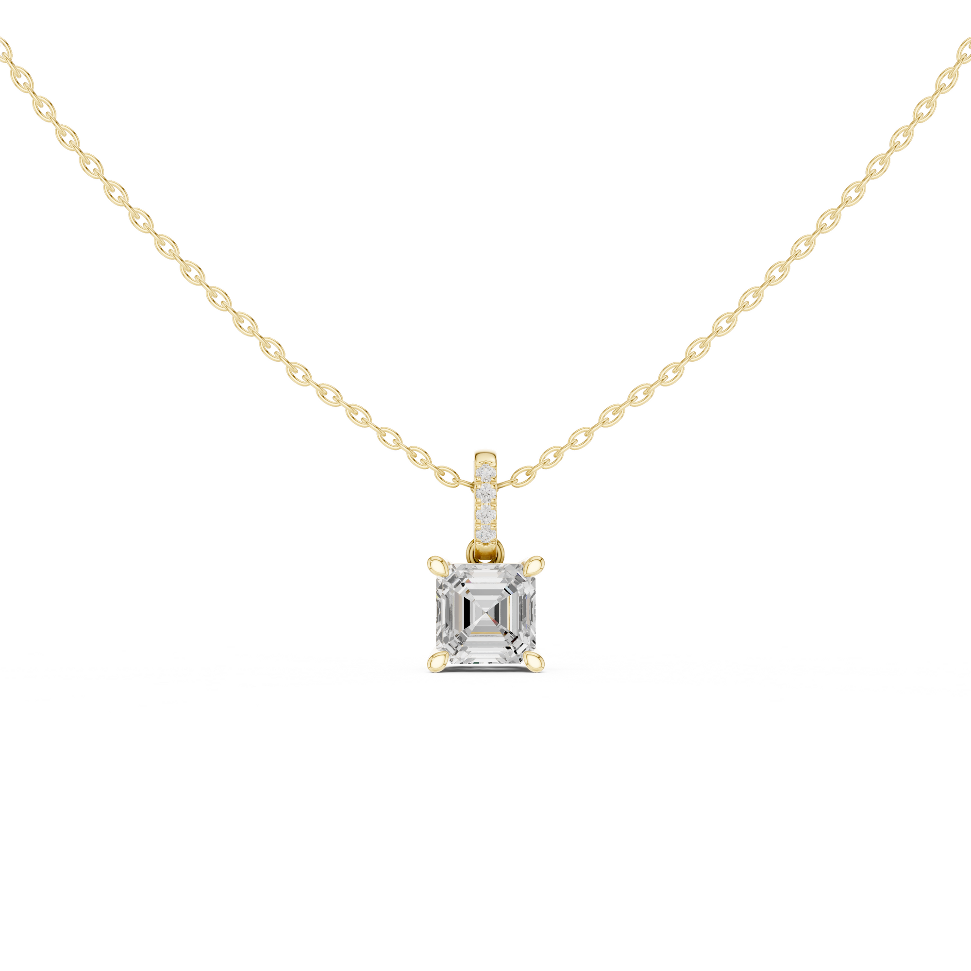 Asscher Cut Solitaire Diamond Pendant
