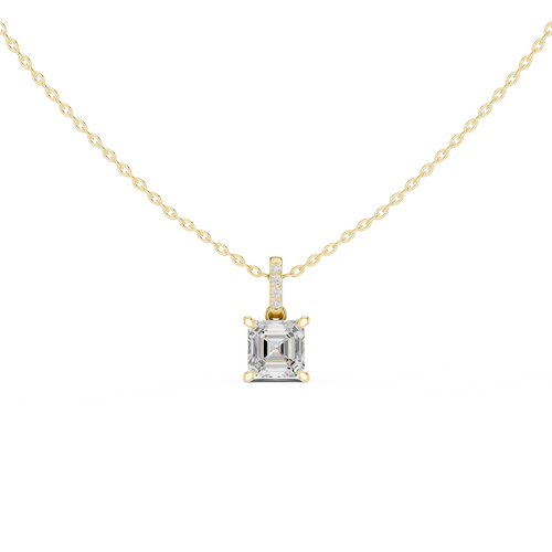 Asscher Cut Solitaire Diamond Pendant