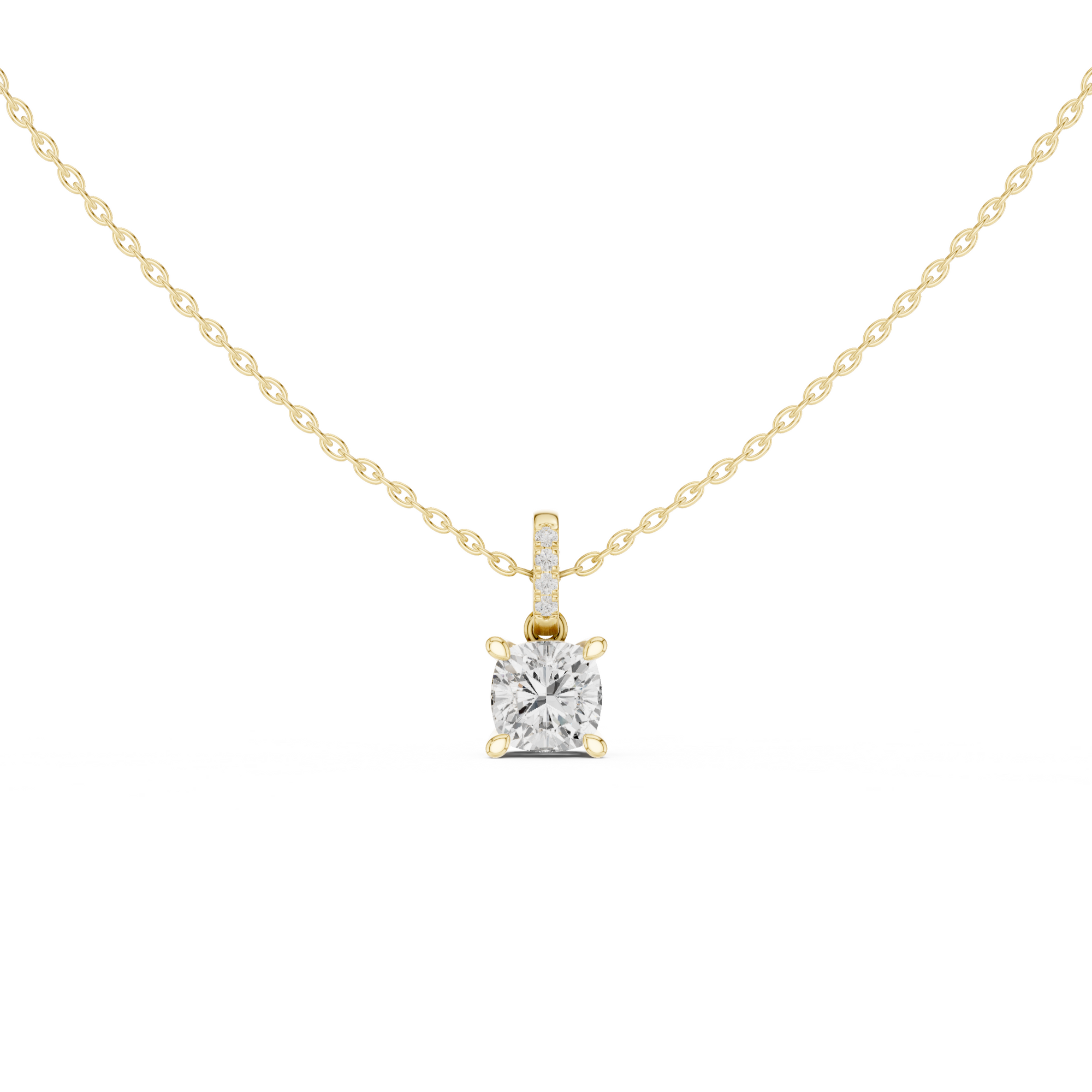 Cushion Cut Solitaire Diamond Pendant