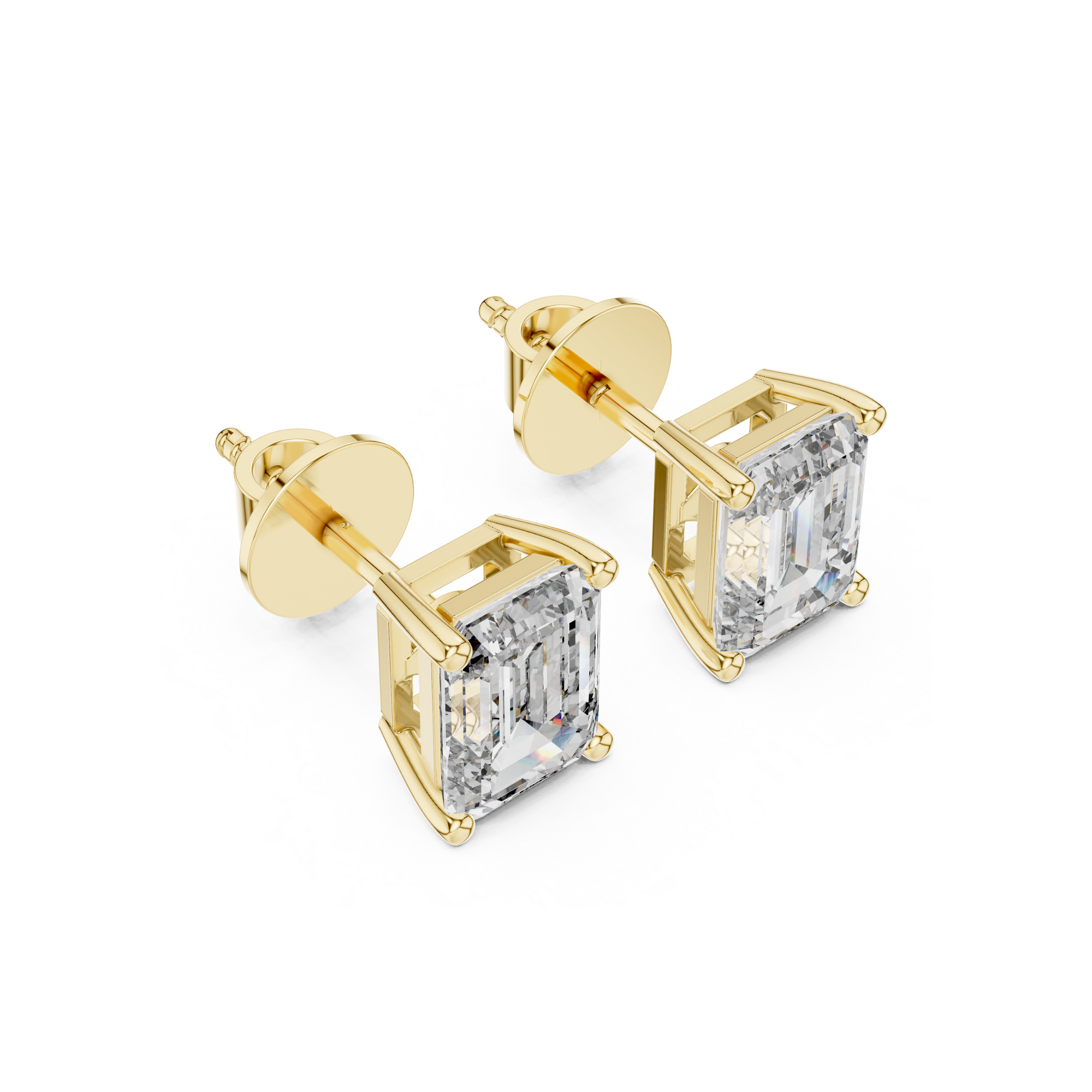 Emerald-Cut Lab Grown Diamond Stud