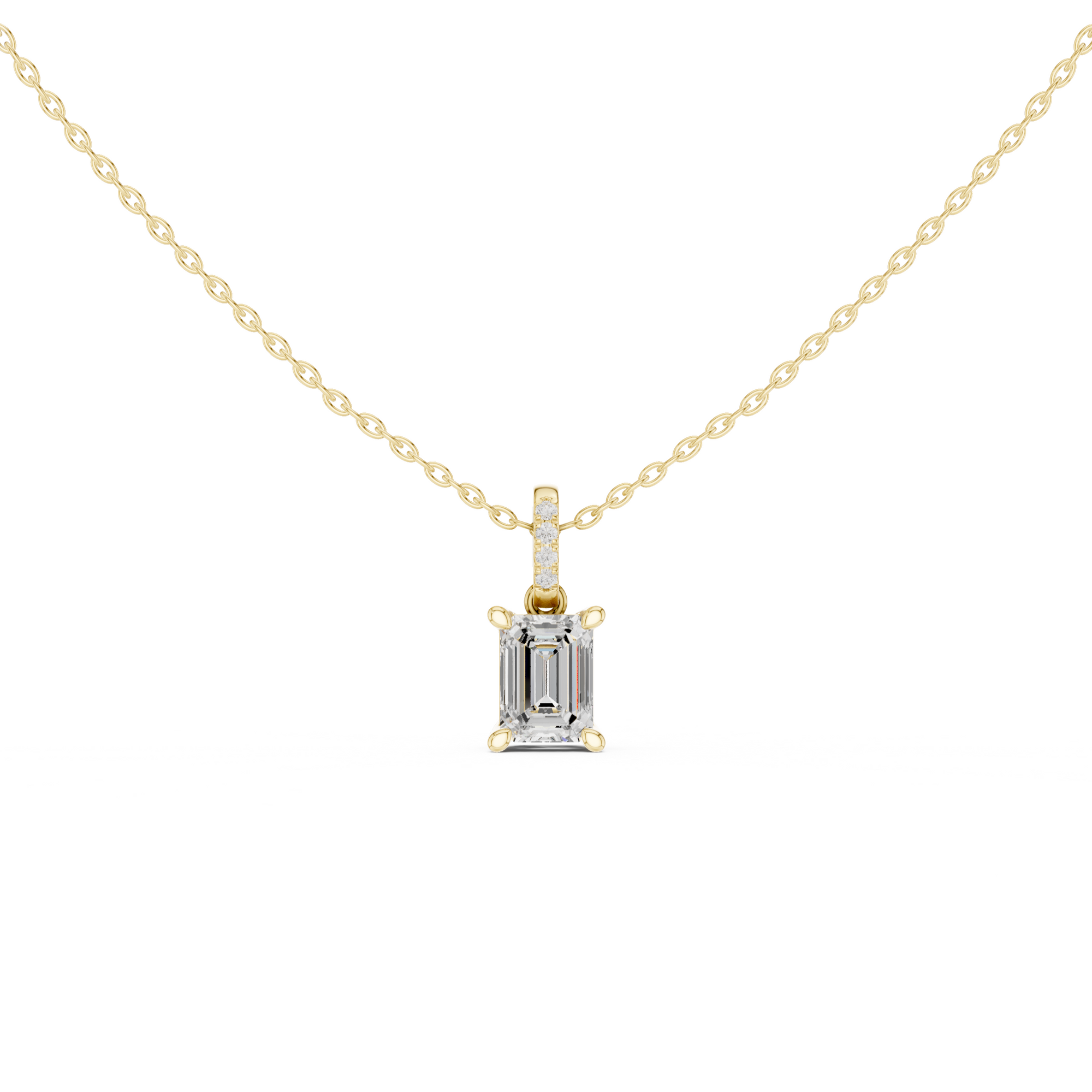 Emerald Cut Solitaire Diamond Pendant