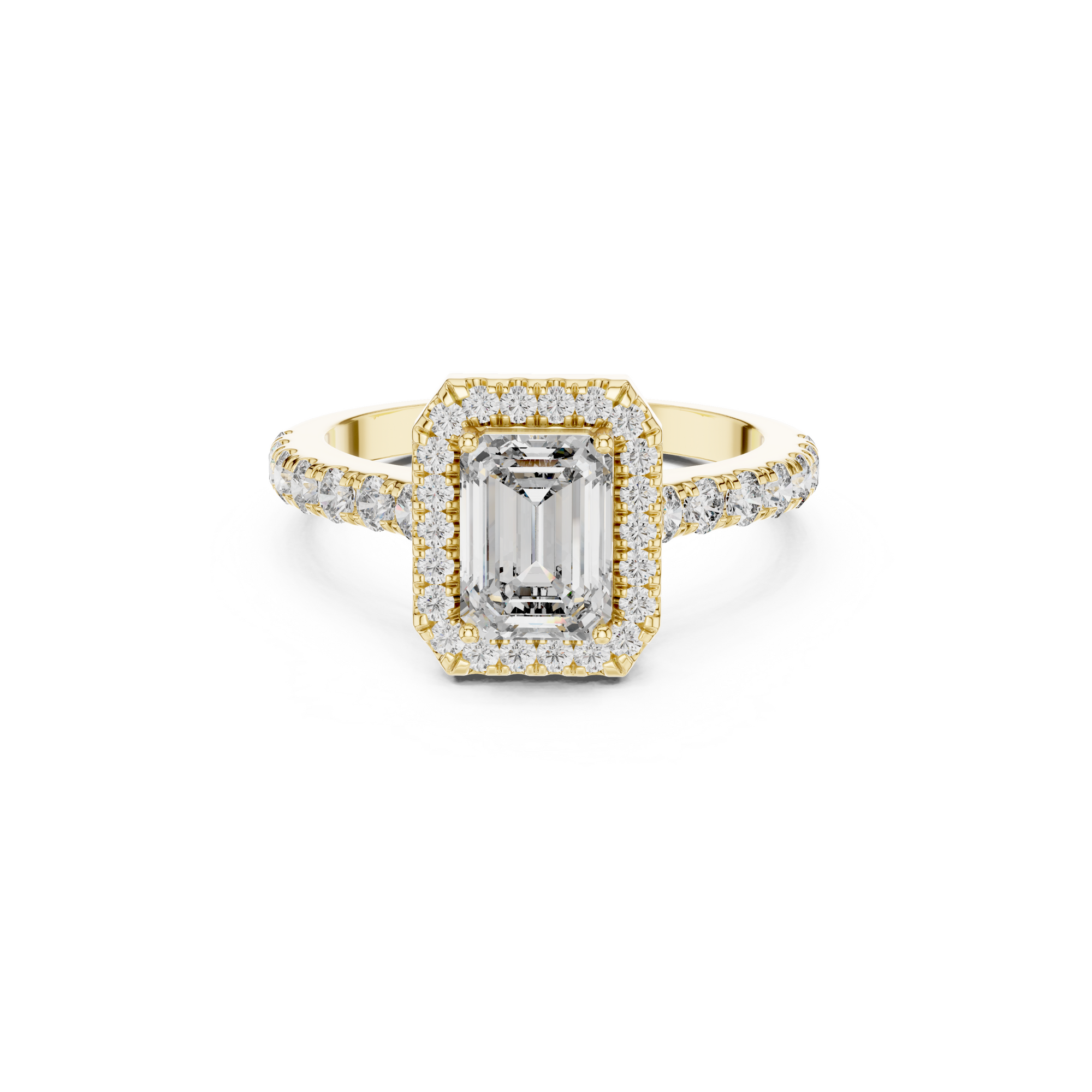 Emerald Cut Lab Grown Diamond Halo Ring