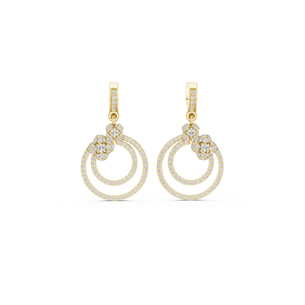 Floral Hoop Lab Grown Diamond Drop Earring