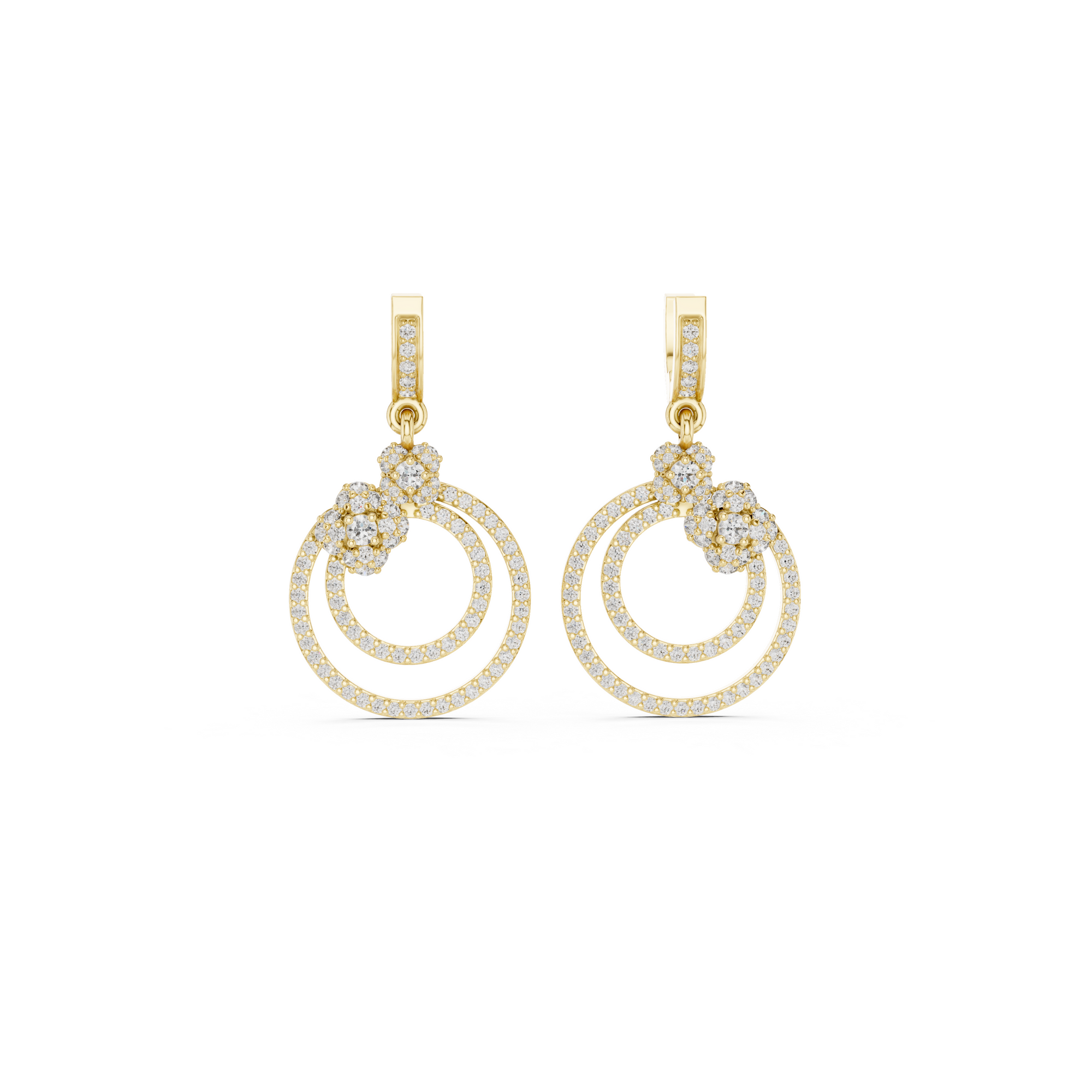 Floral Hoop Lab Grown Diamond Drop Earring