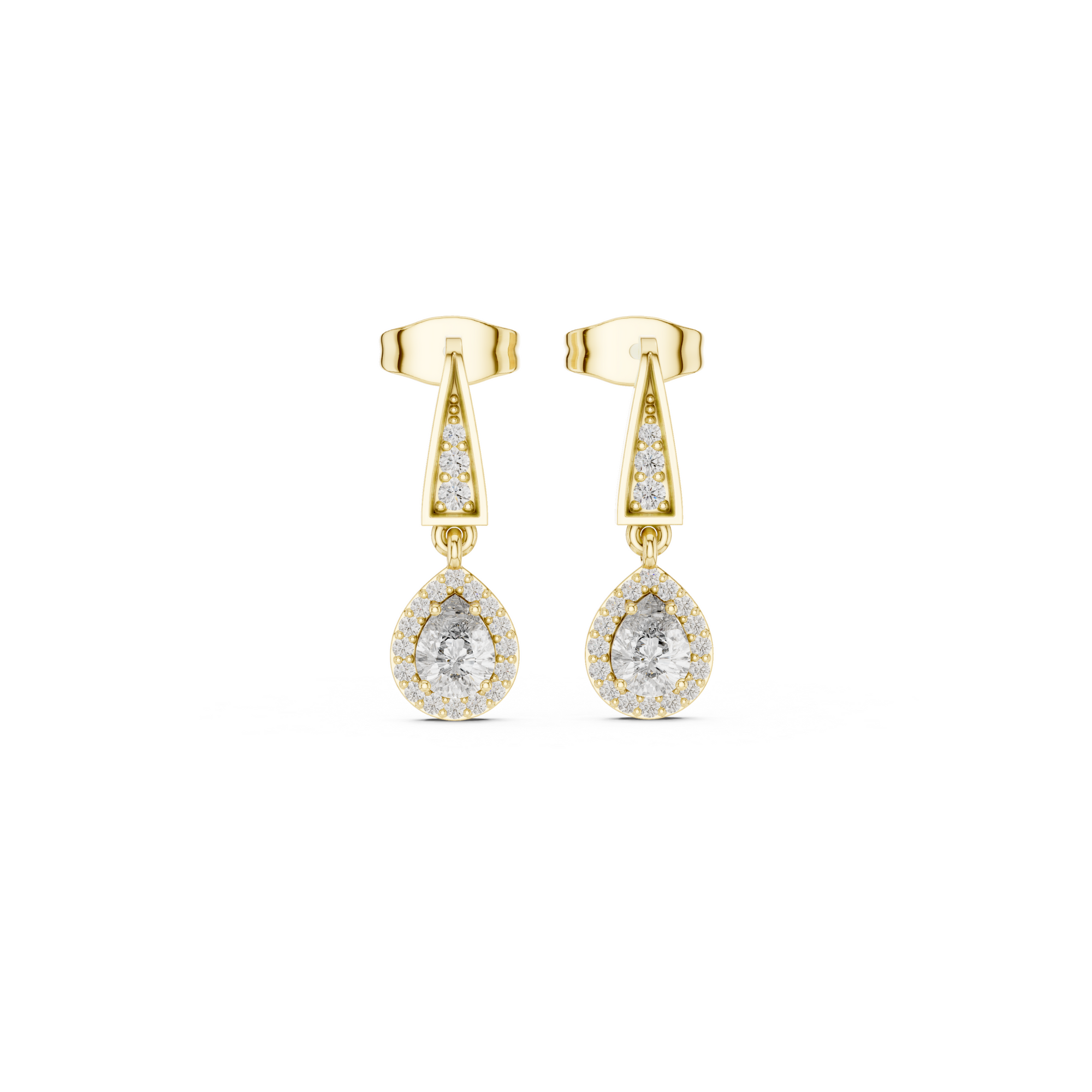 Pear-Shaped Diamond Halo Drop Earring
