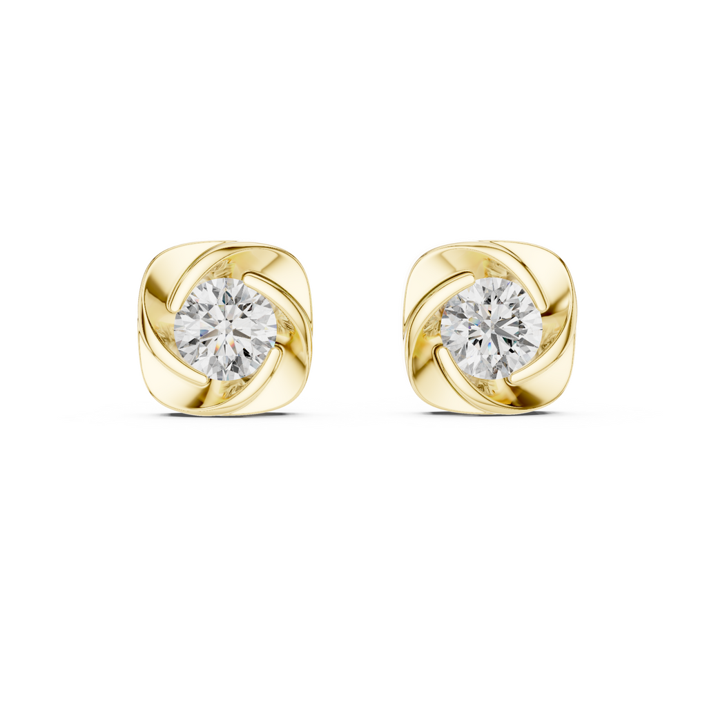 Cushion Swirl Lab grown Diamond Stud