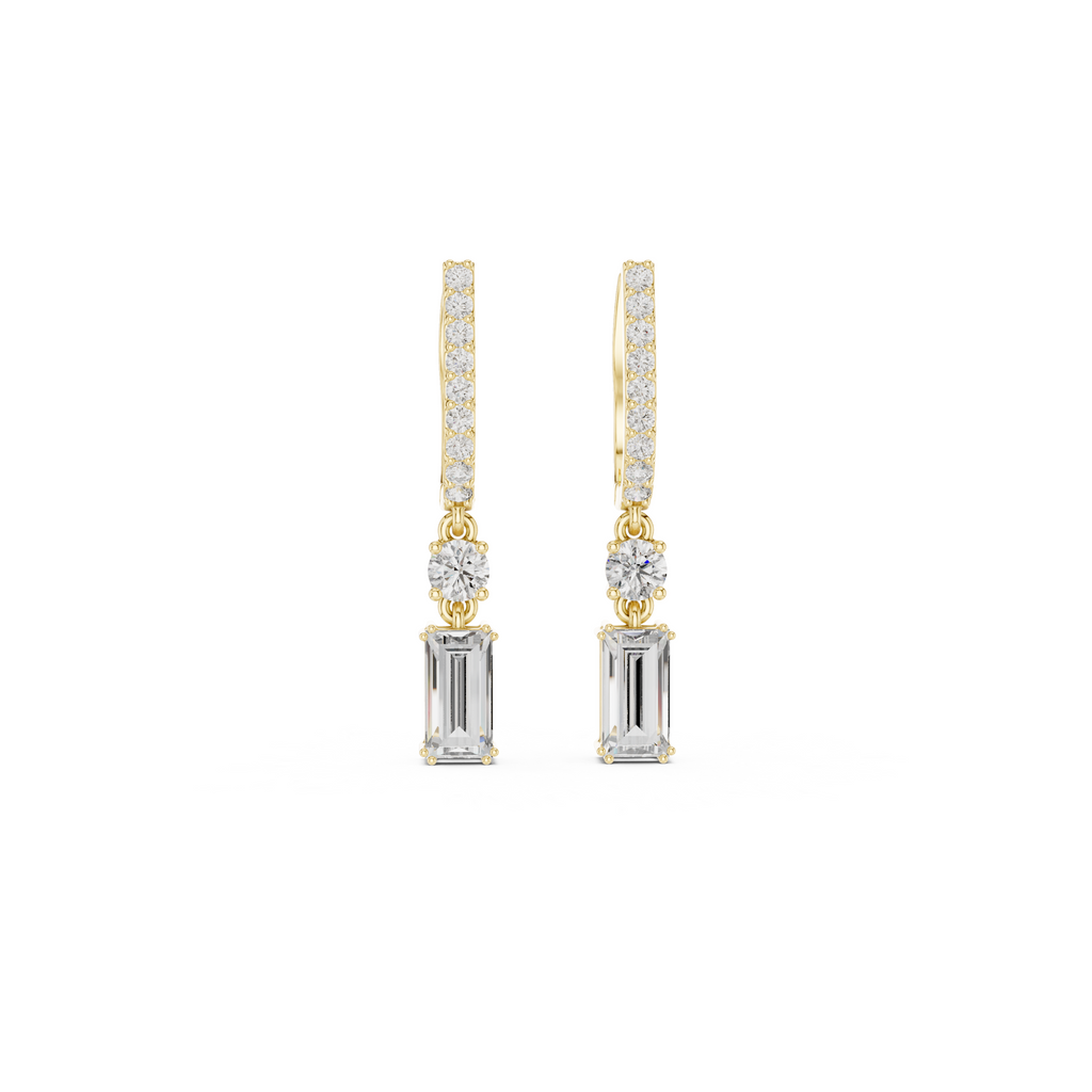 Baguette Cut Diamond Drop Earring