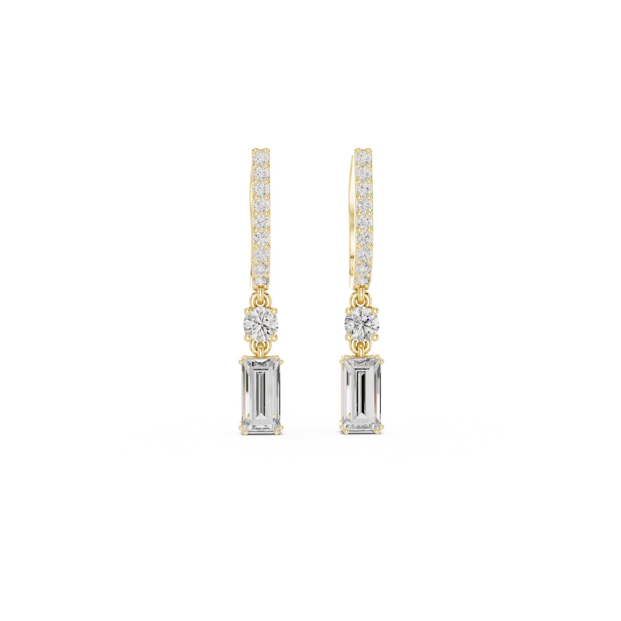 Baguette Cut Diamond Drop Earring