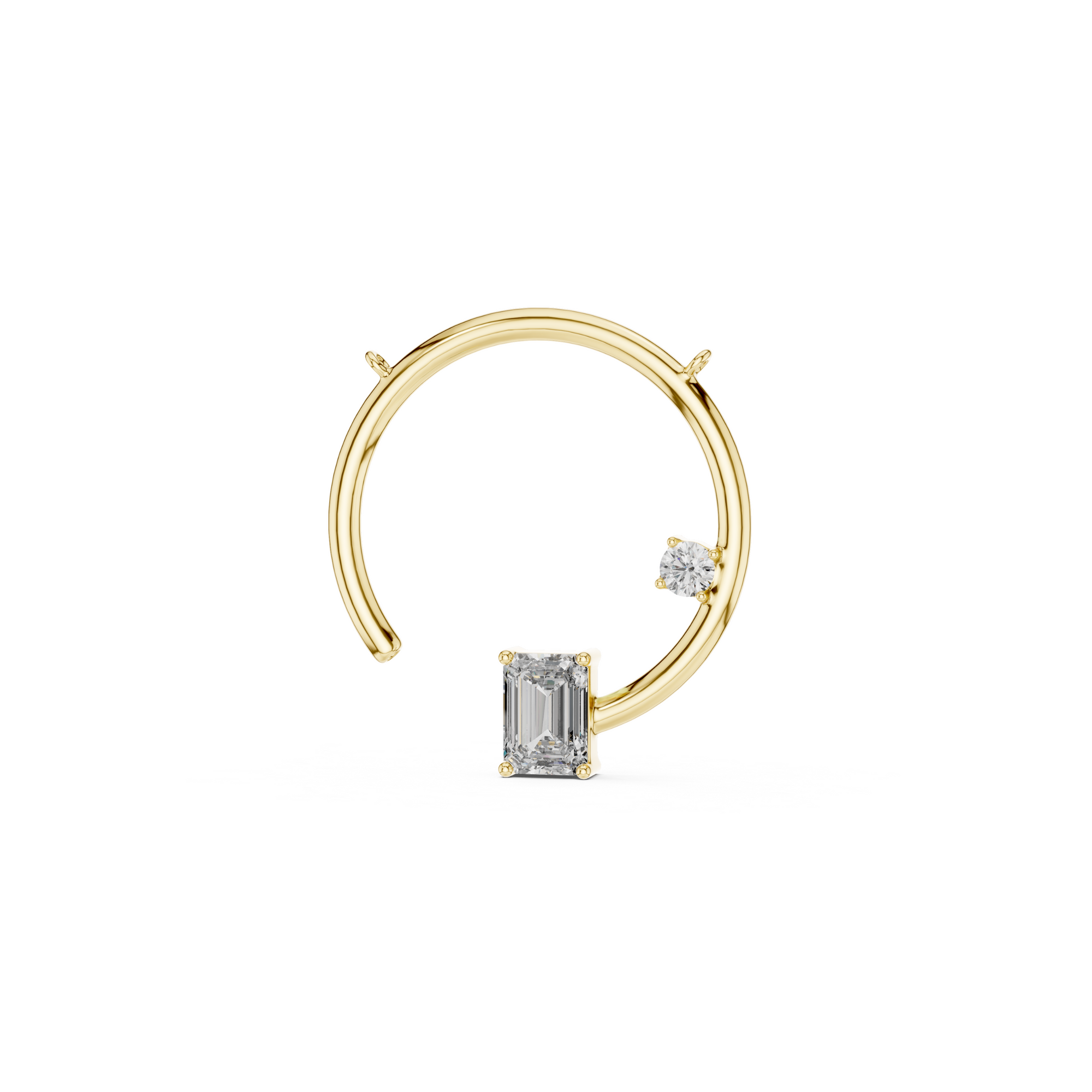 Emerald Open Circle Lab Grown Diamond Pendant