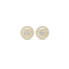 Double Halo Circle Diamond Stud Earrings