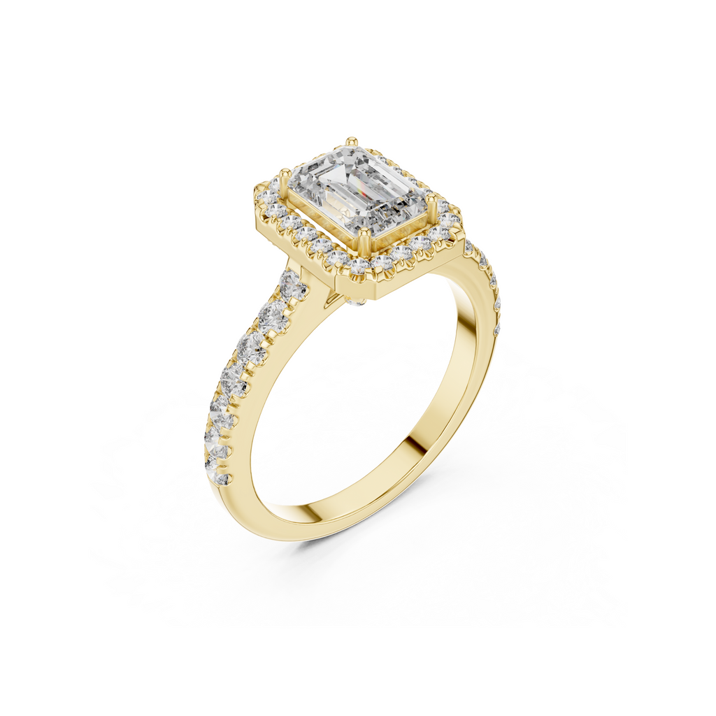 Emerald Cut Lab Grown Diamond Halo Ring