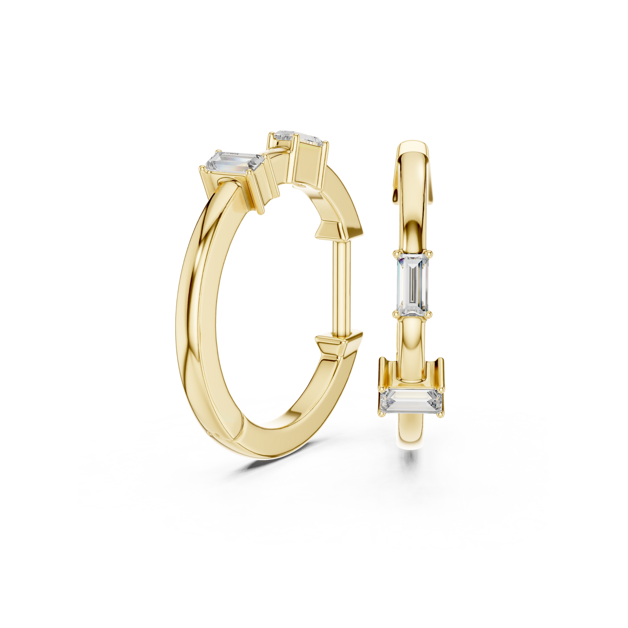 Baguette Lab Grown Diamond Hoop Earrings