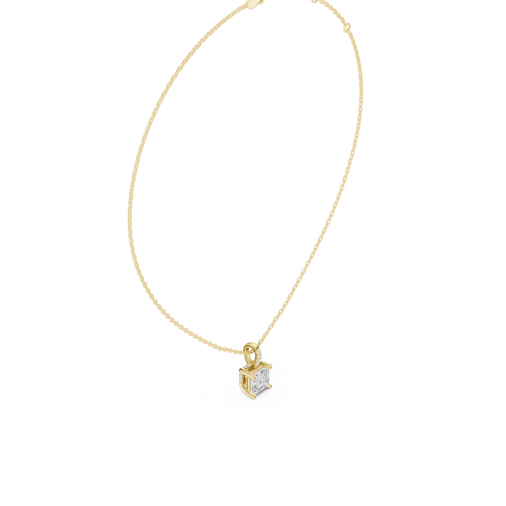Asscher Cut Solitaire Diamond Pendant