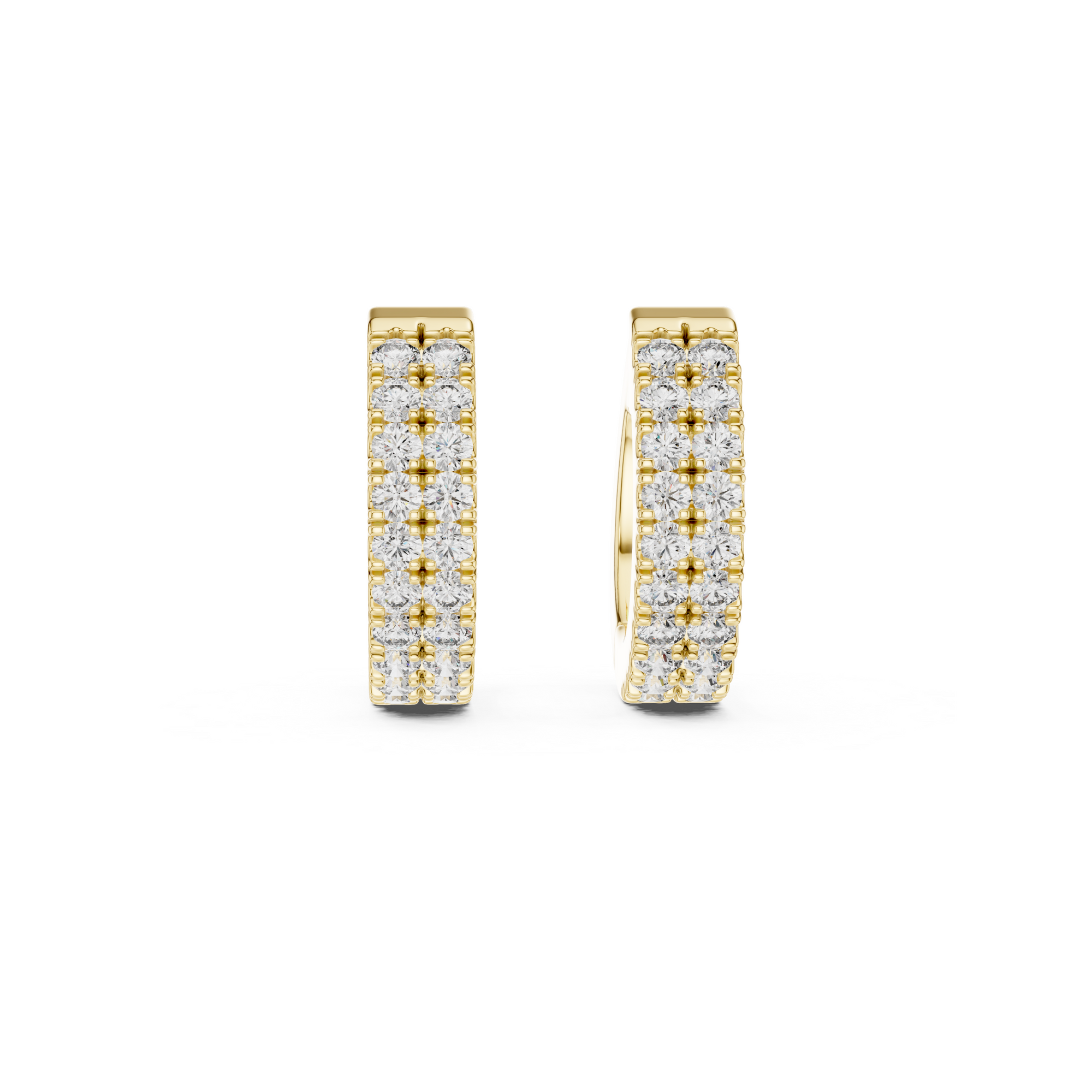 Double Row Diamond Hoop Earrings
