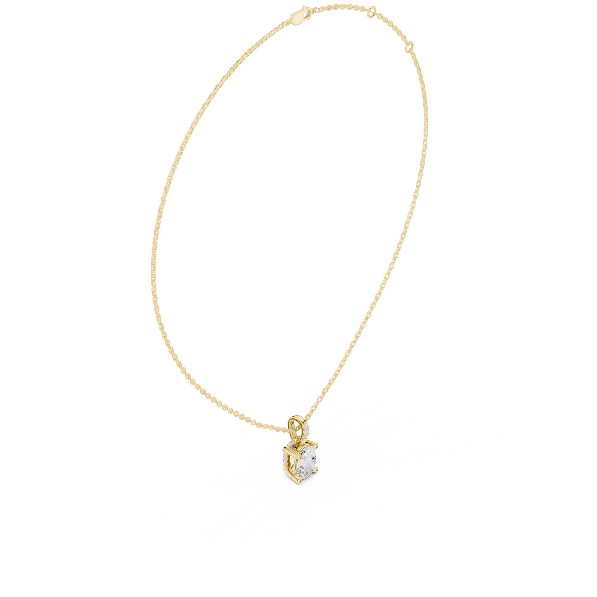 Oval Cut Solitaire Diamond Pendant