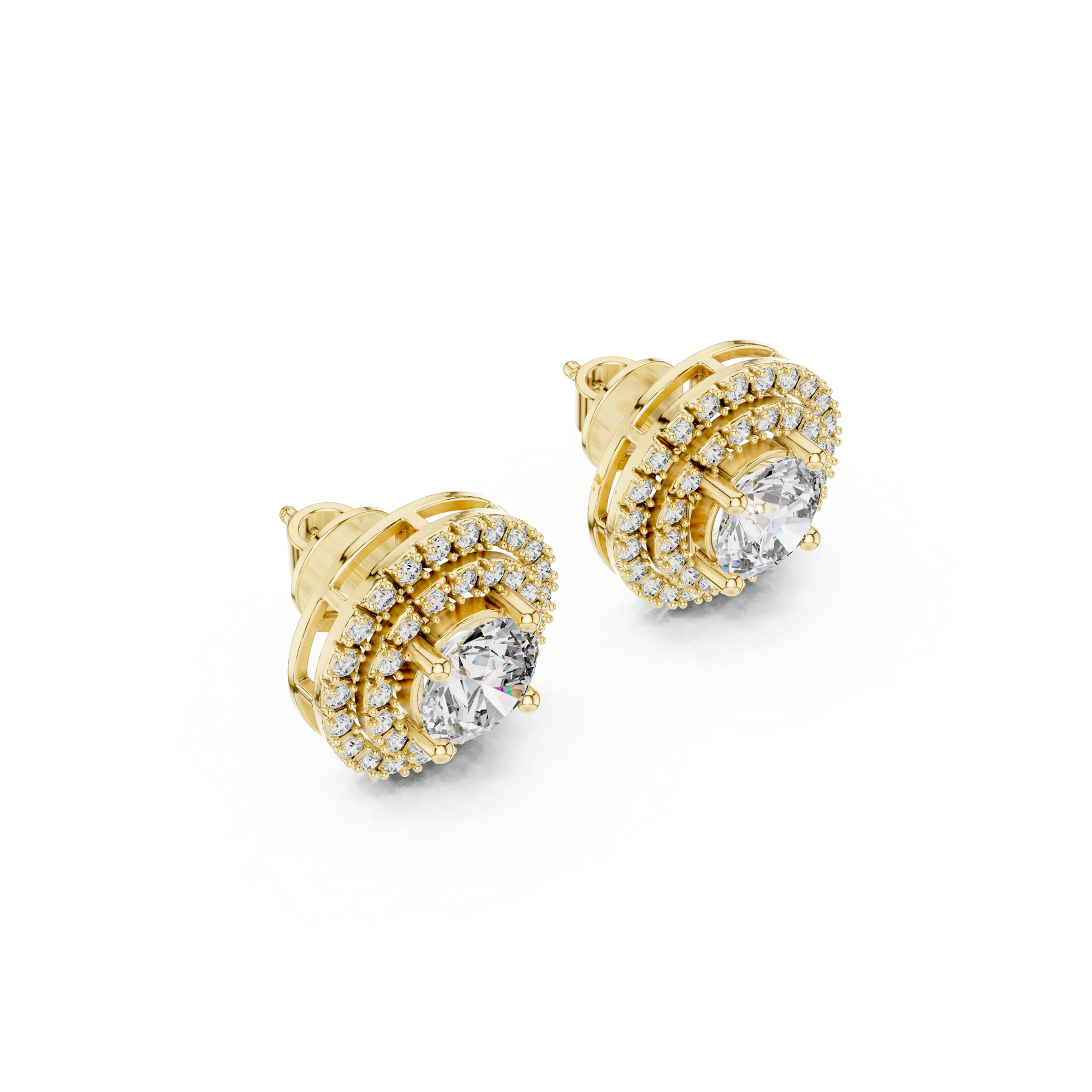 Double Halo Round Lab Grown Diamond Stud