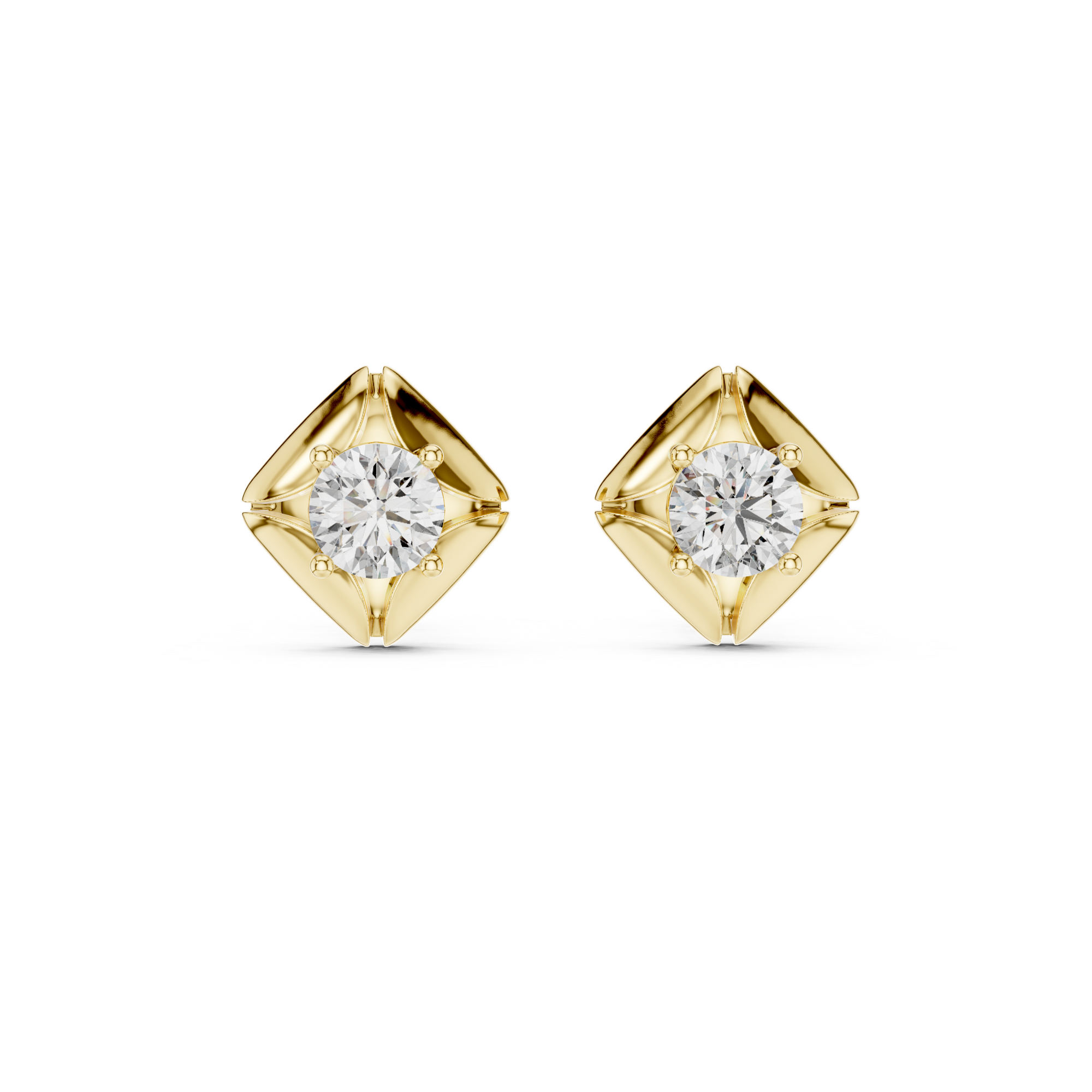 Square Solitaire Lab Grown Diamond Studs