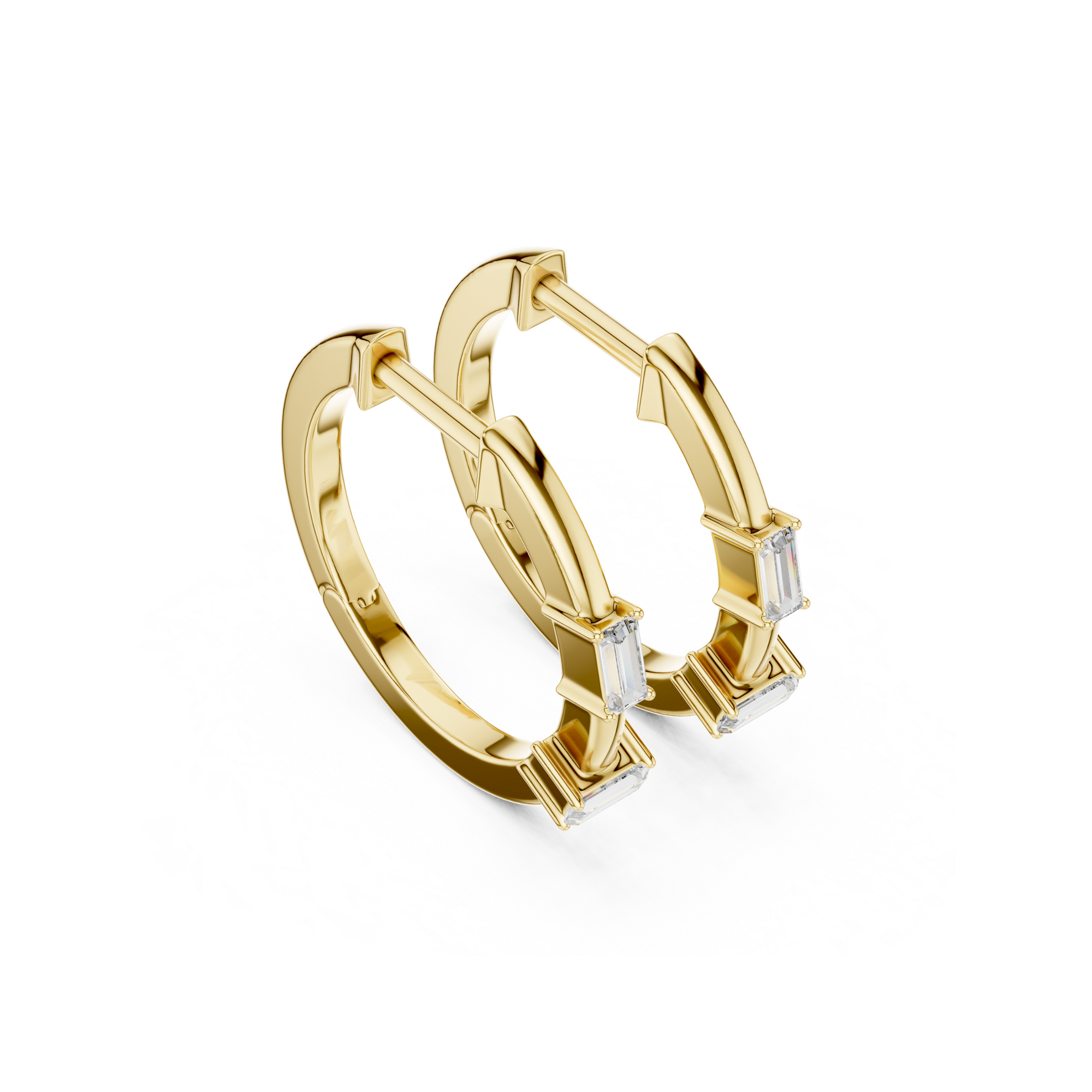 Baguette Lab Grown Diamond Hoop Earrings