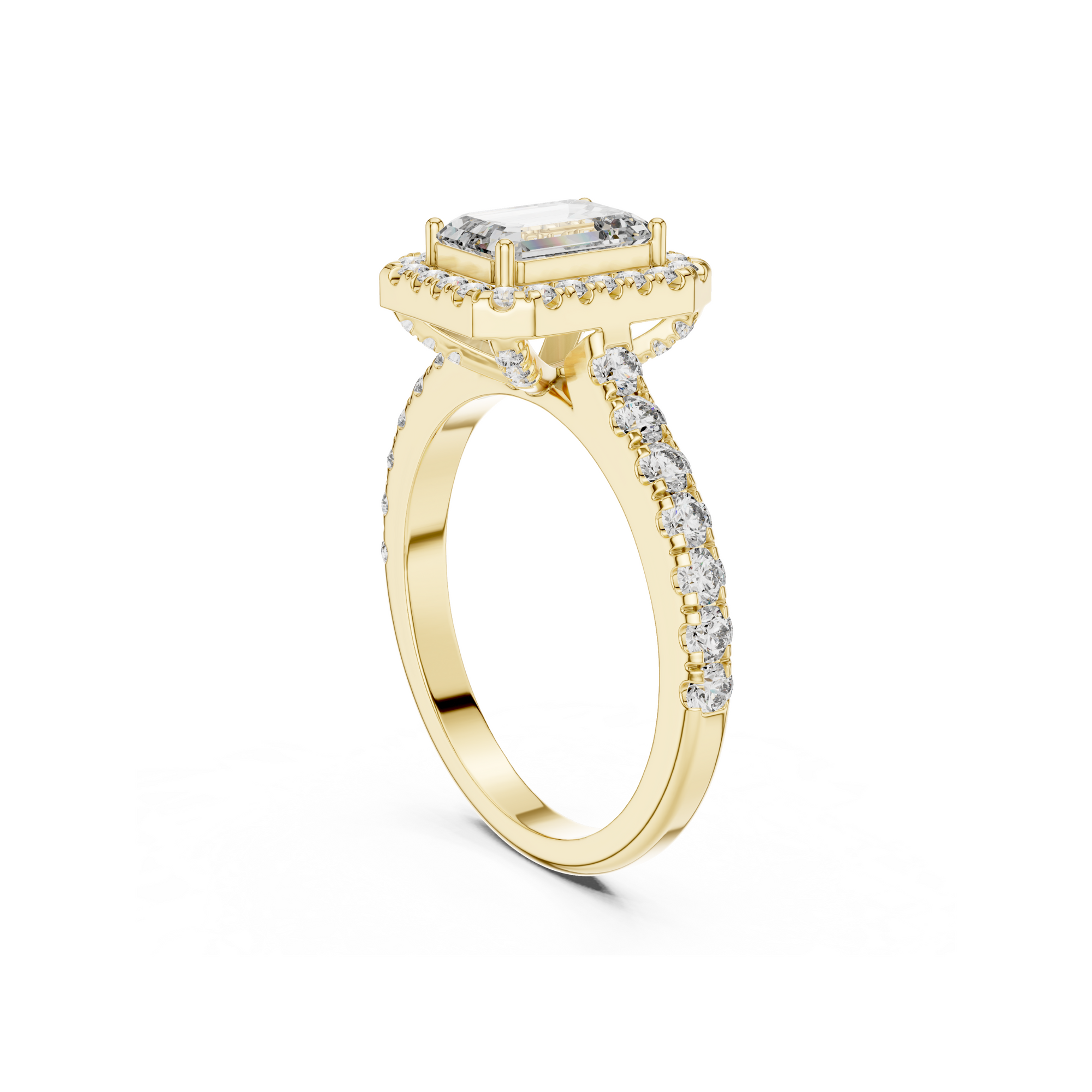 Emerald Cut Lab Grown Diamond Halo Ring