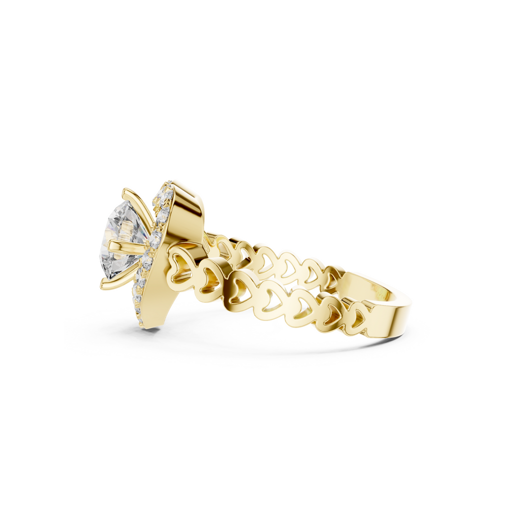 Heart-Shaped Halo Diamond Ring