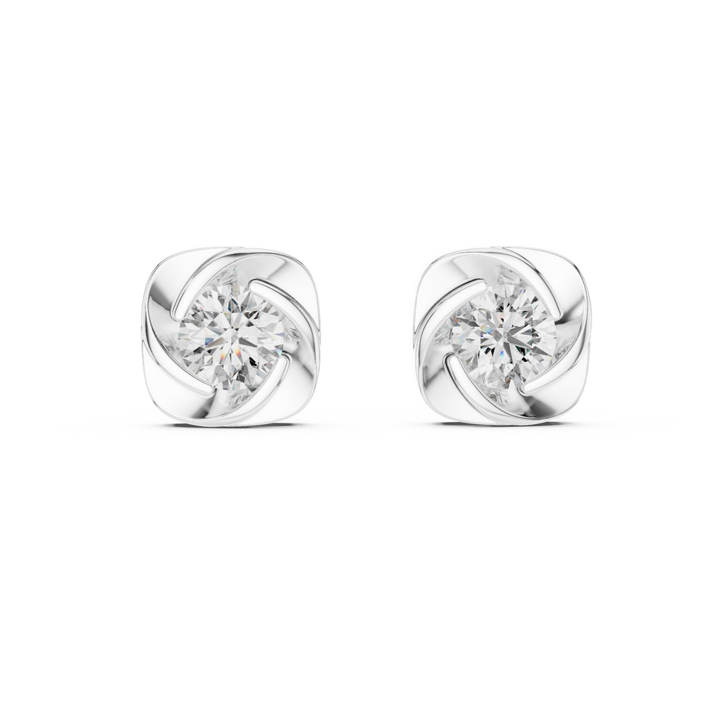Cushion Swirl Lab grown Diamond Stud