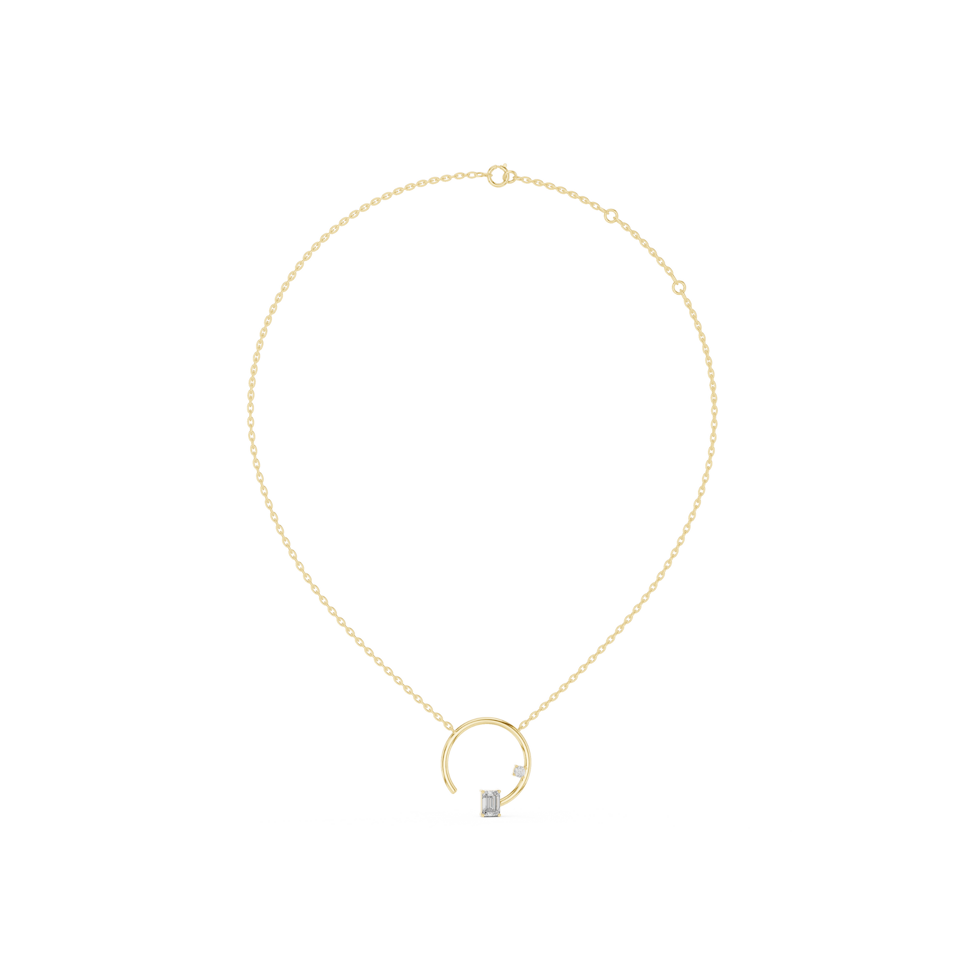 Emerald Open Circle Lab Grown Diamond Pendant