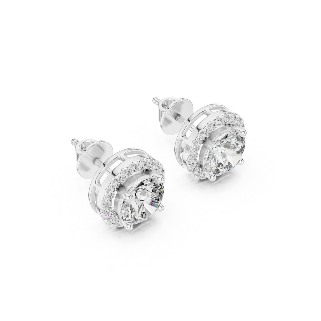 Round Halo Lab Grown Diamond Stud